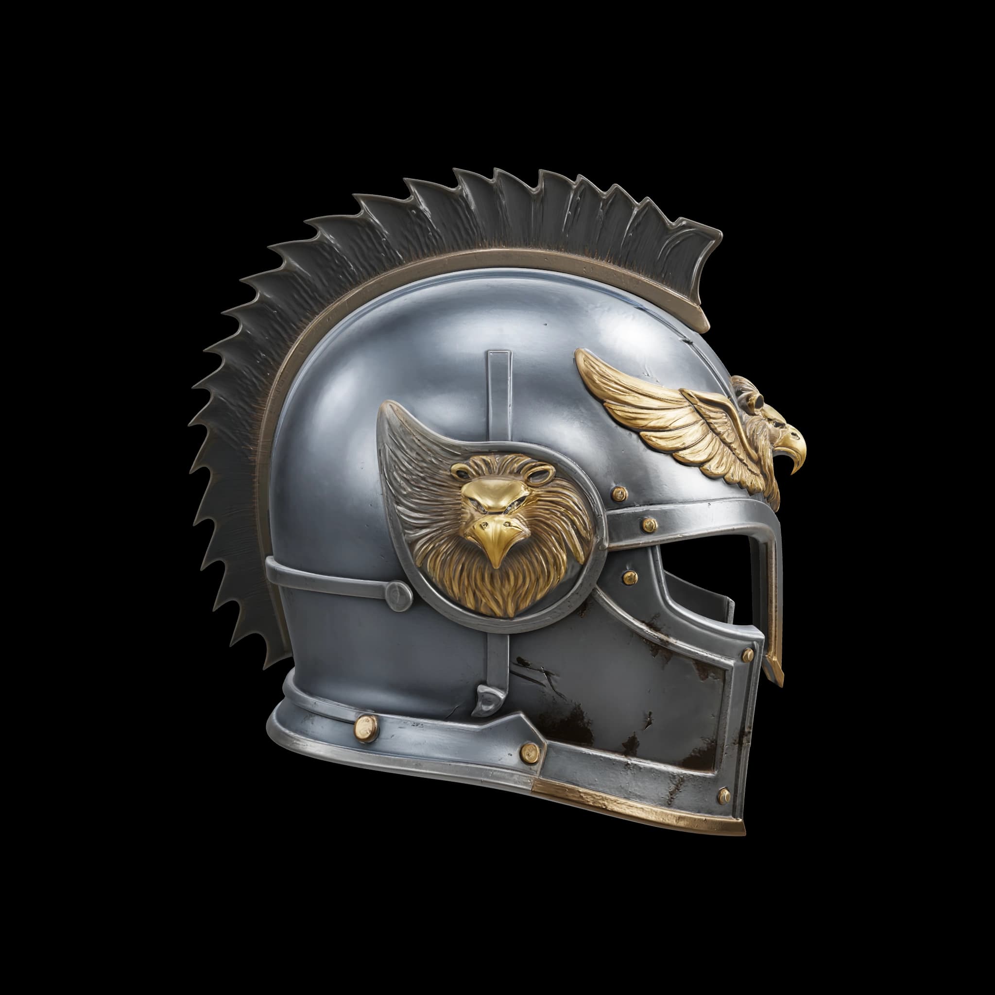 A griffin knight’s helmet — Side profile